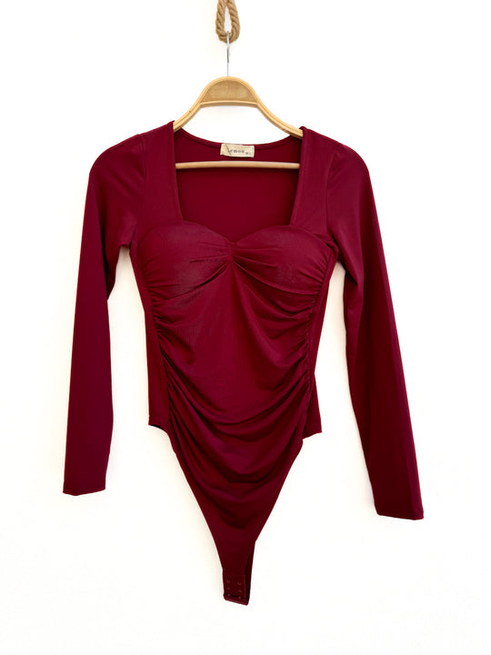 Body Manga Larga LM25691 Granate