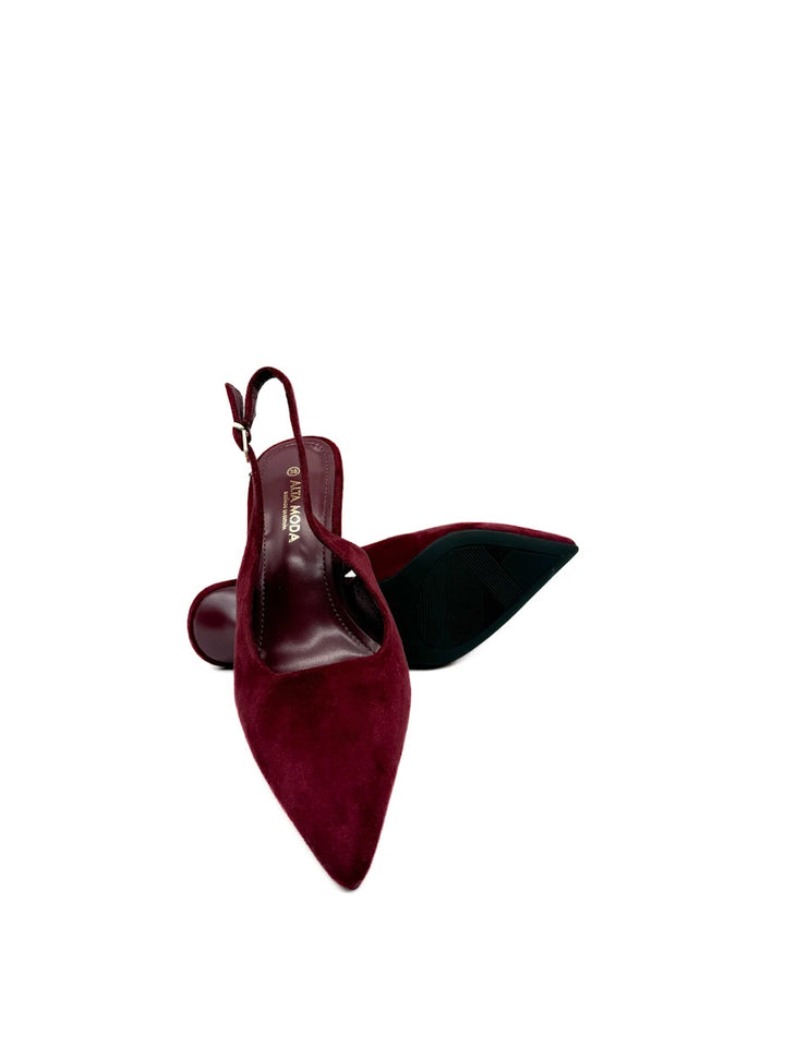 Zapatos Destalonados de Antelina con Tacón Chupete y Punta Afilada
