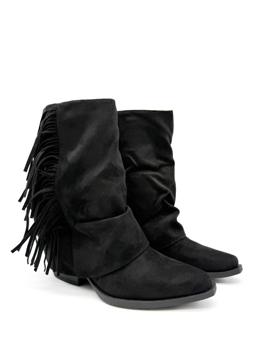 Botines Estilo de Cowboy Detalles Flecos