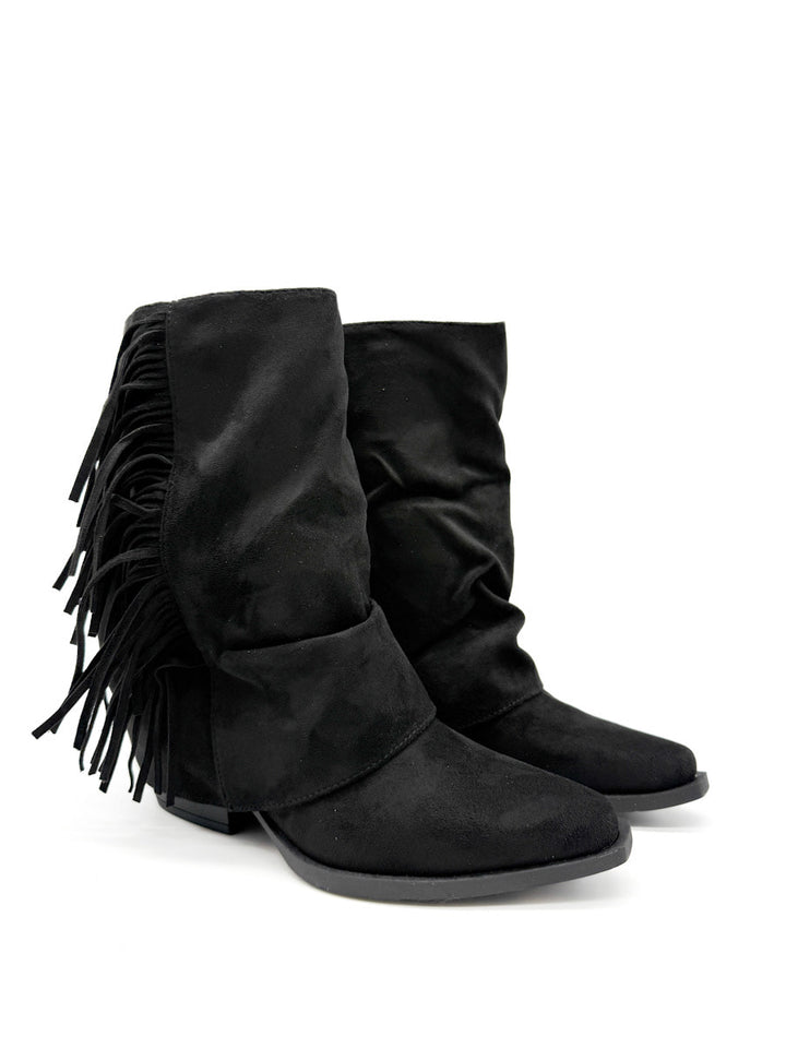Botines Estilo de Cowboy Detalles Flecos