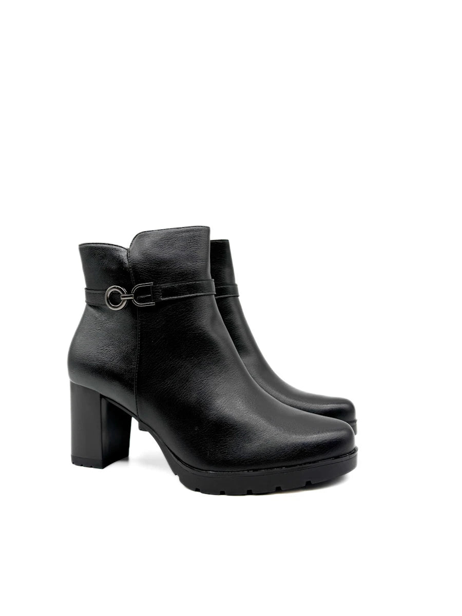 Botines de Vestir para Mujer con Tacón Ancho, Hebilla Metalizada y Suela Antideslizante