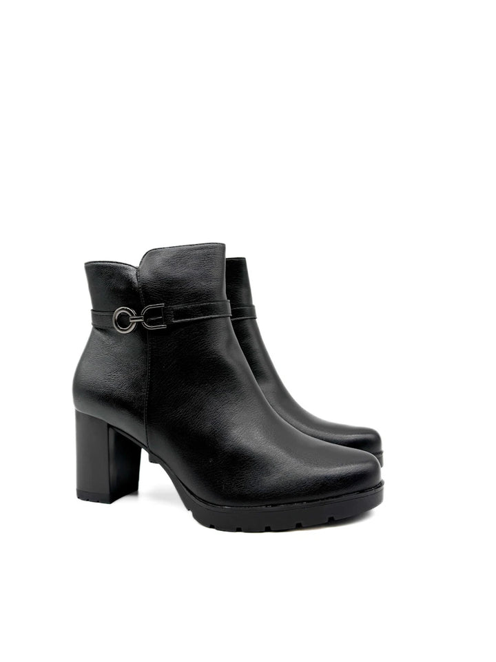 Botines de Vestir para Mujer con Tacón Ancho, Hebilla Metalizada y Suela Antideslizante