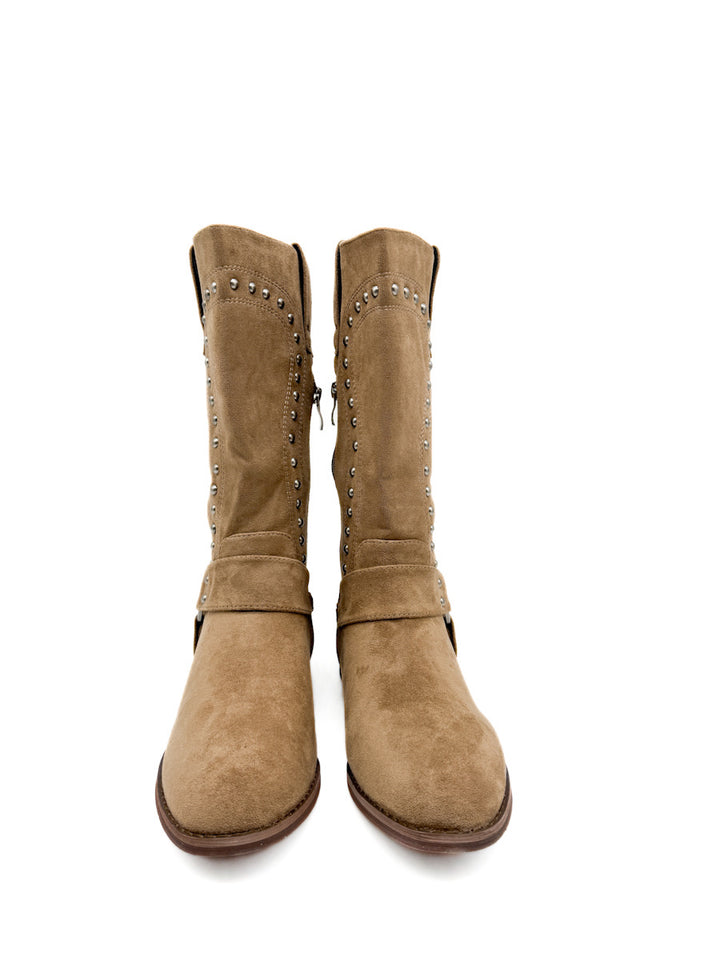 Botas de Antelina con Detalles de Tachas