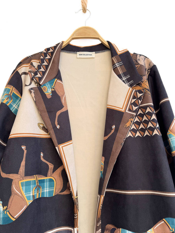 Abrigo Estampado Ecuestre Vintage