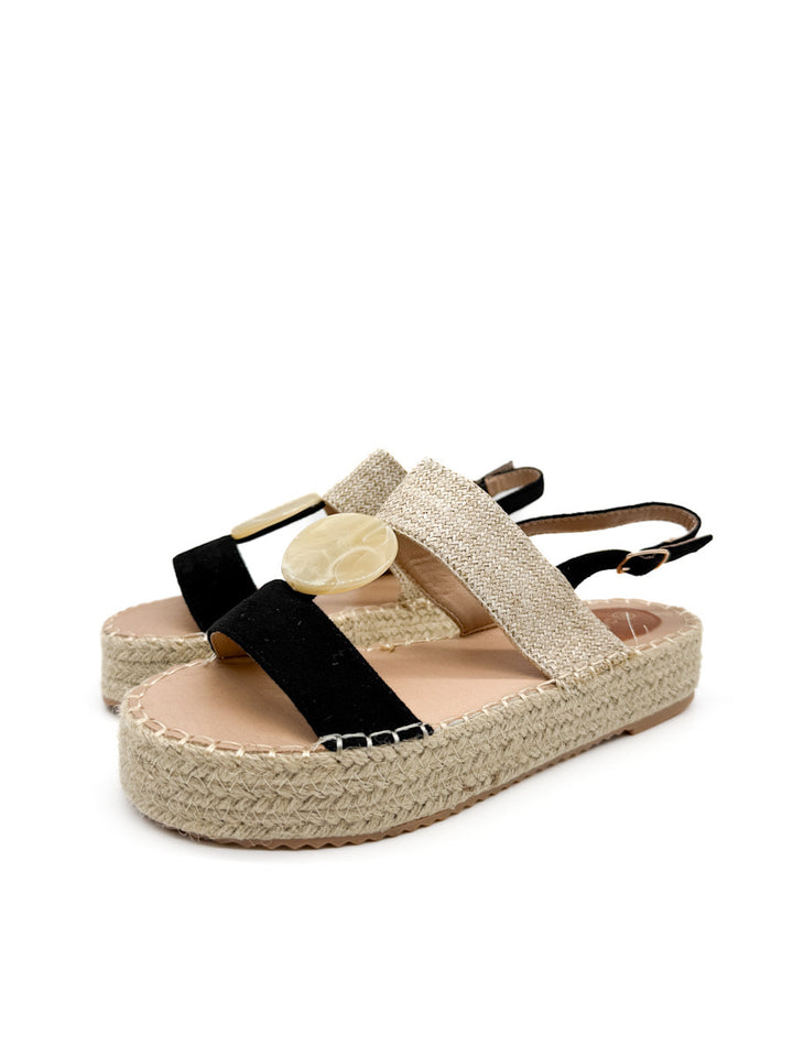 Sandalias Plataforma de Yute con Detalle Decorativo