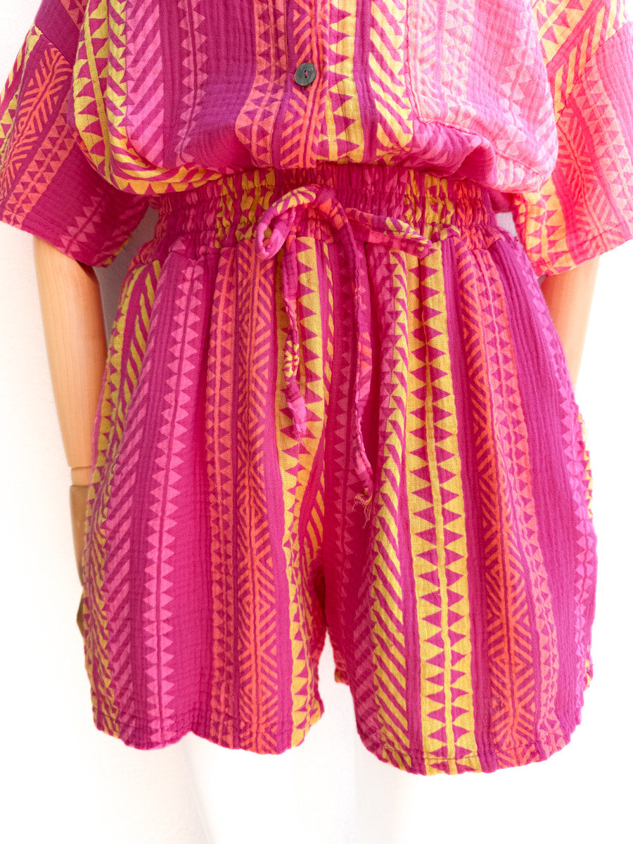 Conjunto Camisa + Short Estilo Étnico – Comodidad y Color para tu Verano
