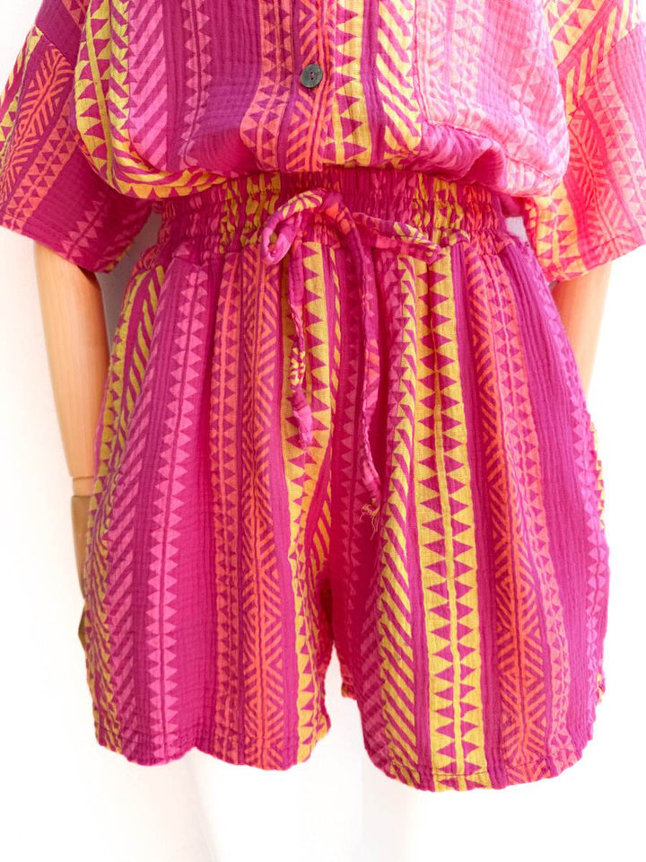 Conjunto Camisa + Short Estilo Étnico – Comodidad y Color para tu Verano