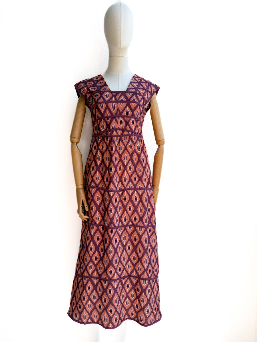 Vestido Largo de Algodón con Estampado Étnico