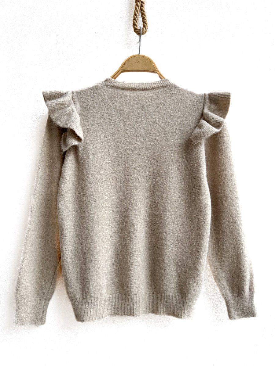 Suéter de Punto con Volantes en los Hombros - Elegancia y Comodidad