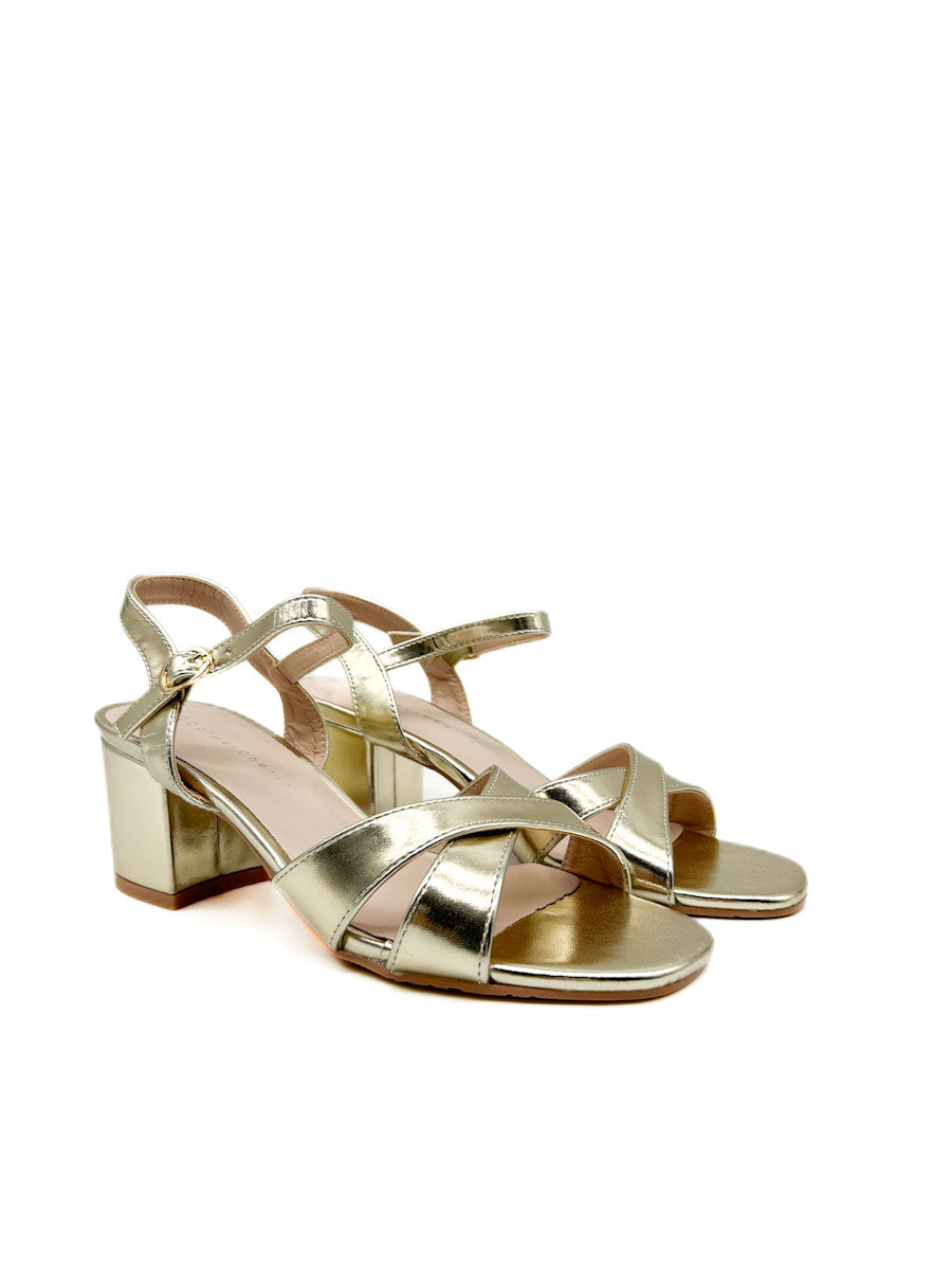 Sandalias de tacón medio con tiras cruzadas para mujer