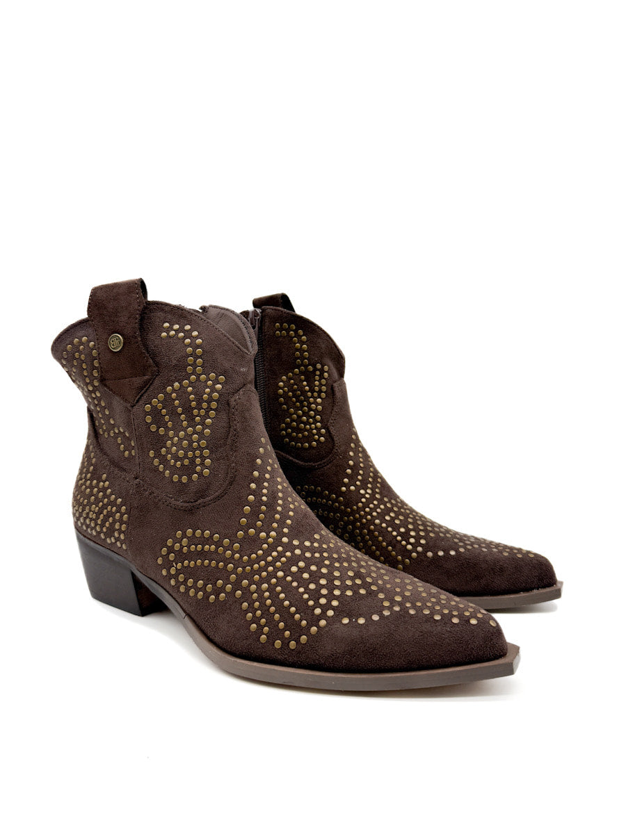 Botín cowboy de Antelina con Remaches Dorados y Tacón Cuadrado