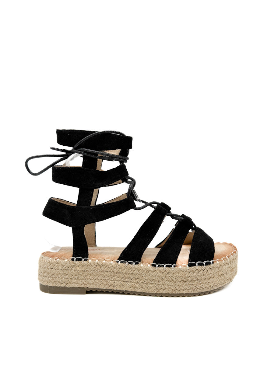 Sandalias Romanas con Plataforma de Yute y Cordones