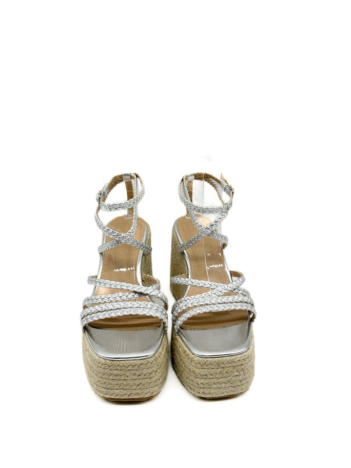 Sandalias de cuña con plataforma  tiras trenzado