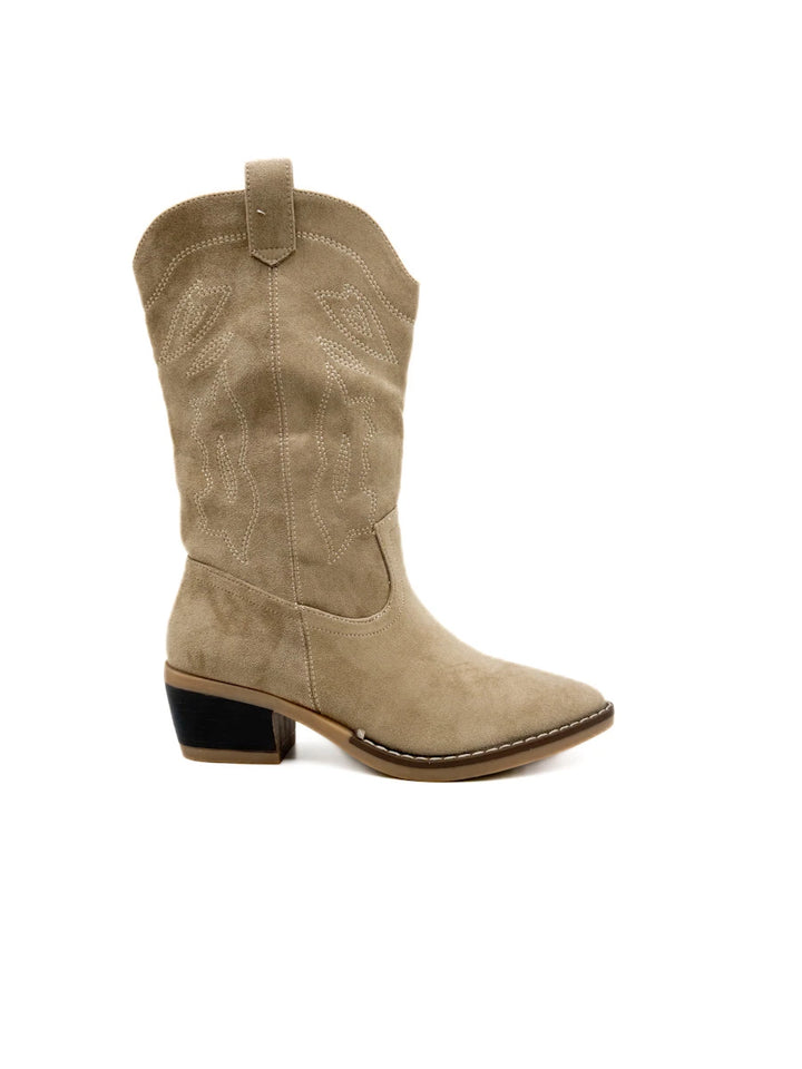 Bota campera kahki de ante con cremallera Alieva.