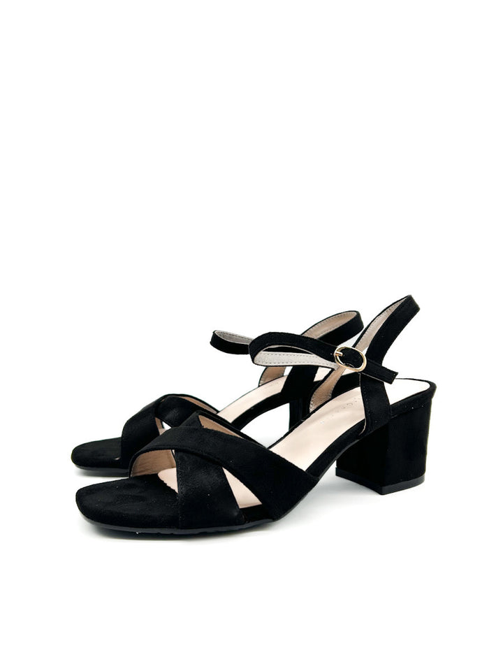 Sandalias de tacón medio con tiras cruzadas para mujer
