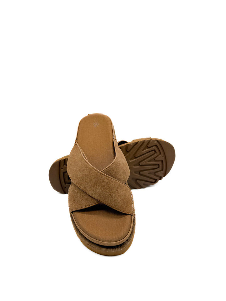 Sandalias de Antelina Tiras Cruzadas con  Velcro