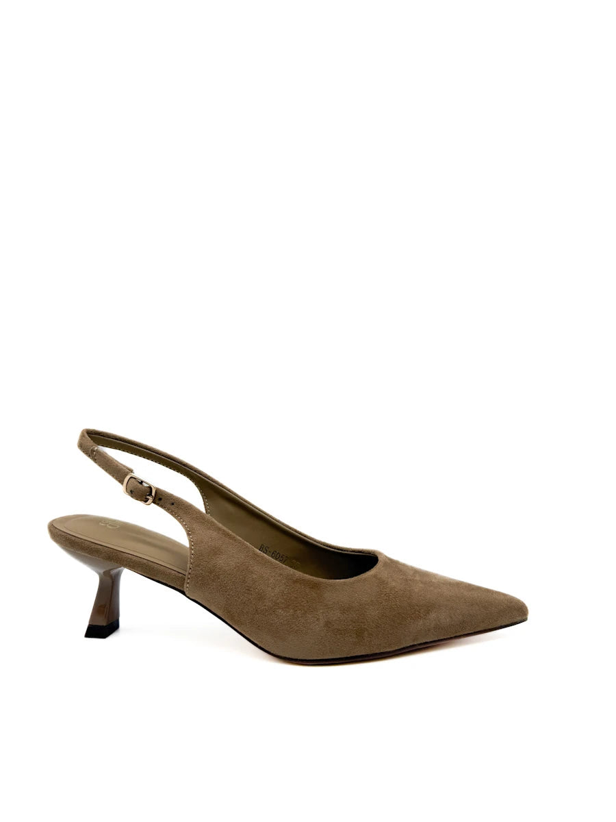 Zapatos Salón Destalonados de Antelina con Tacón Sensato y Puntera Fina