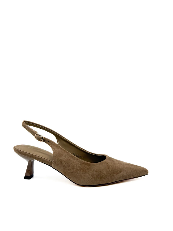 Zapatos Salón Destalonados de Antelina con Tacón Sensato y Puntera Fina