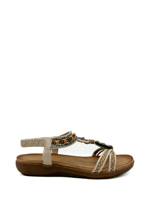 Sandalias Planas Brillos Mujer Rosa