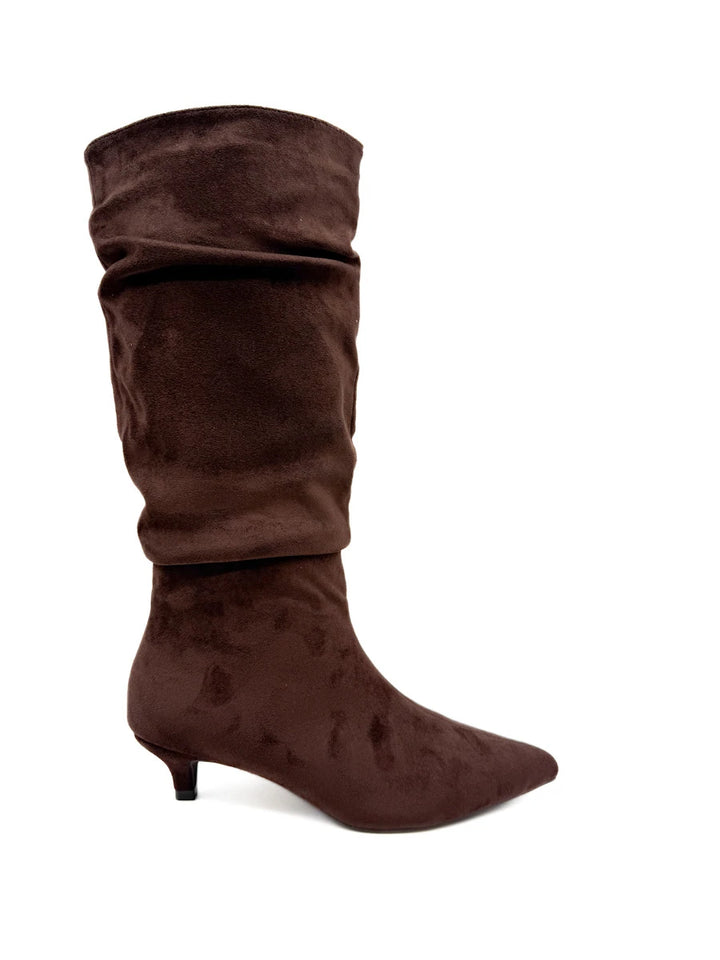 Botas Altas Fruncidas Ante Sintético Tacón Chupete