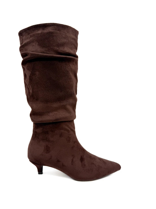 Botas Altas Fruncidas Ante Sintético Tacón Chupete