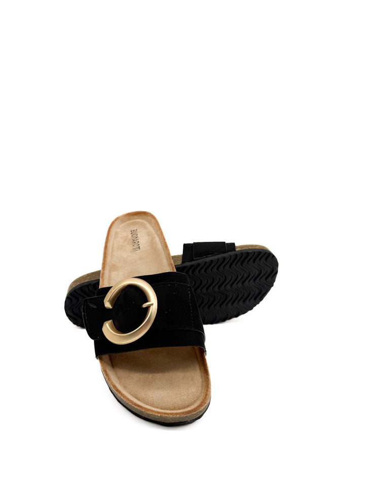 Sandalias Planas Elegantes con Hebilla Dorada