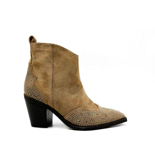 Botín con Tachas para Mujer KHAKI