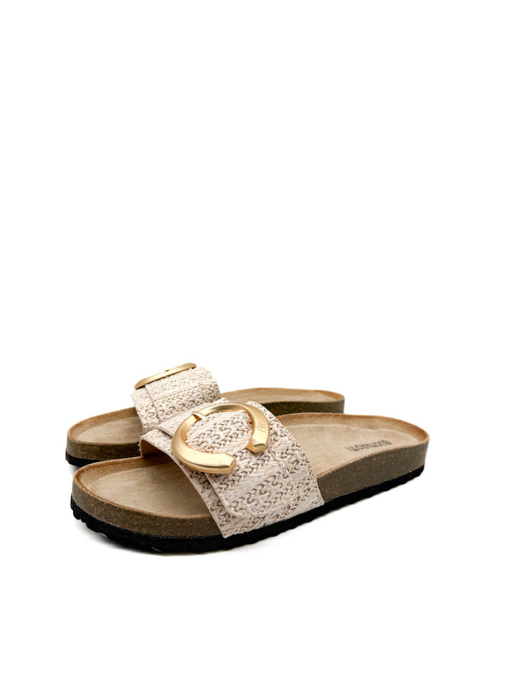Sandalias Planas Elegantes con Hebilla Dorada