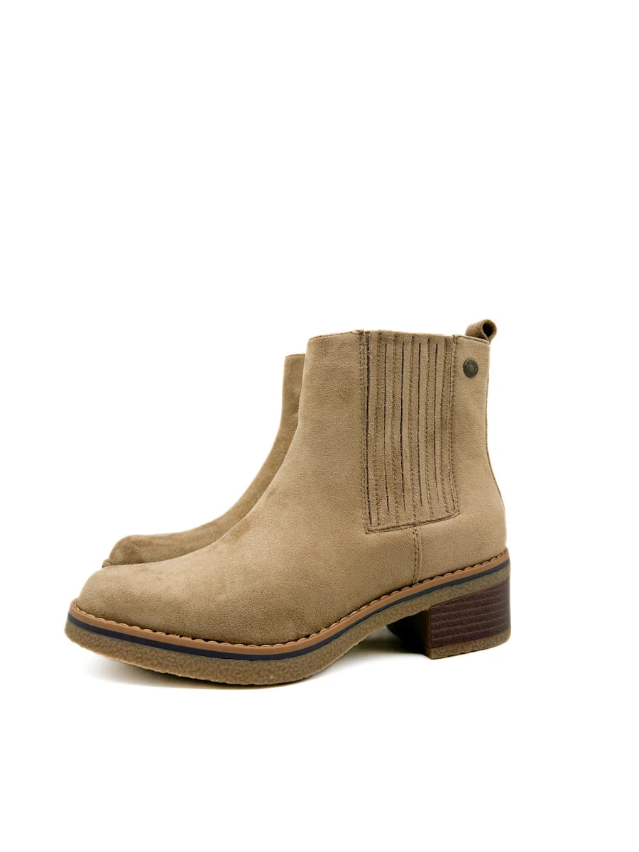 Botines de Mujer Estilo Chelsea con Tacón Cómodo Efecto Madera y Elástico Lateral