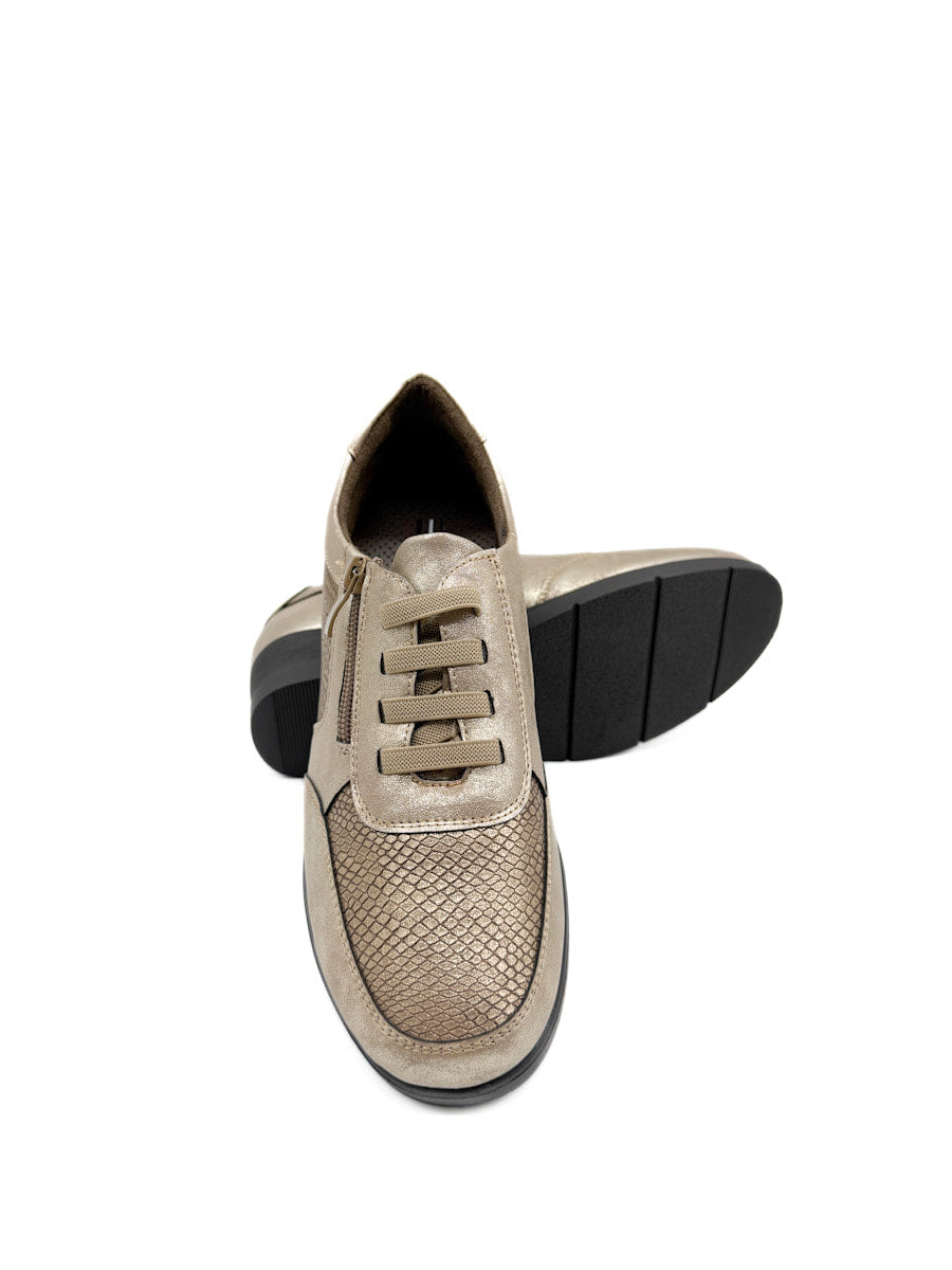 Zapatillas Casuales con Detalles en Textura de Serpiente y Cremallera Lateral