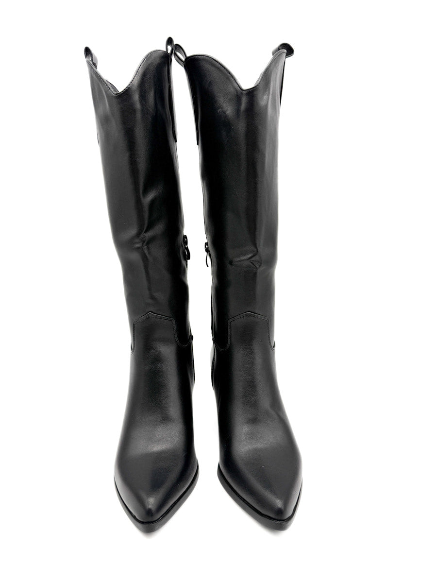 Botas Cowboy Negras de Cuero Sintético Estilo Clásico