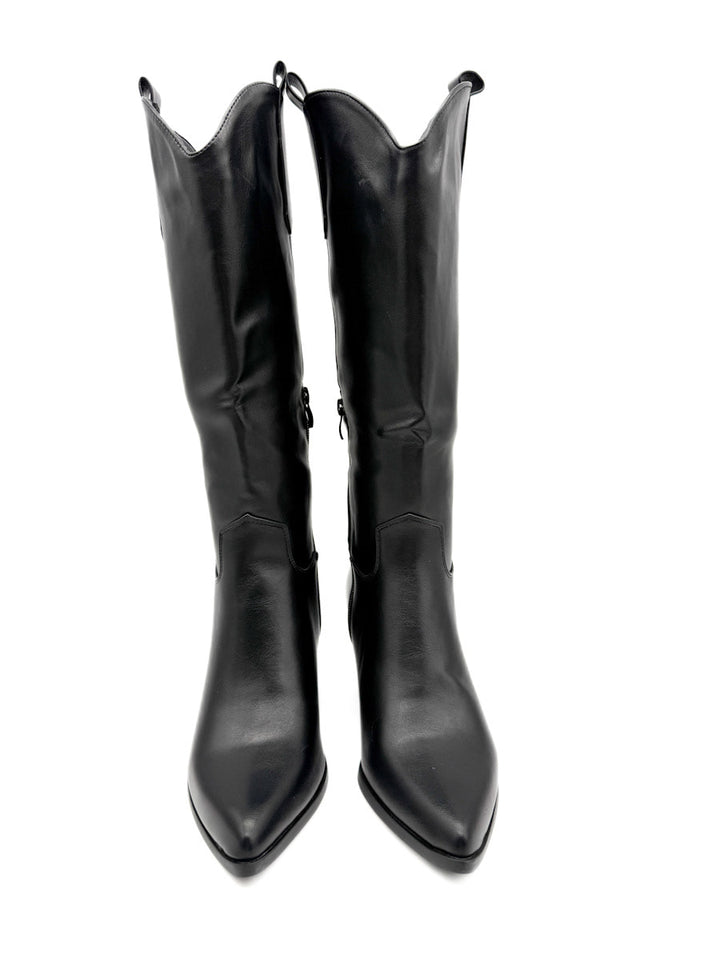Botas Cowboy Negras de Cuero Sintético Estilo Clásico
