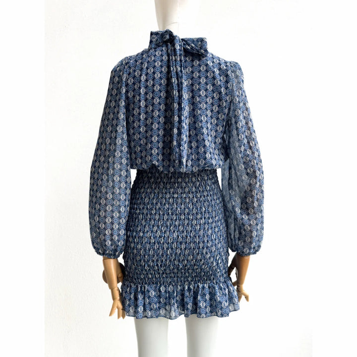 Vestido Dos Piezas con Estampado y Detalles Fruncidos