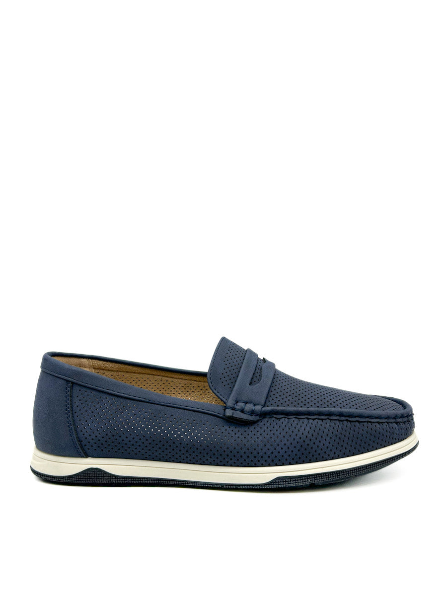 Mocasines Ornamental de Antifaz En El Empeine Para Hombre Azul Marino