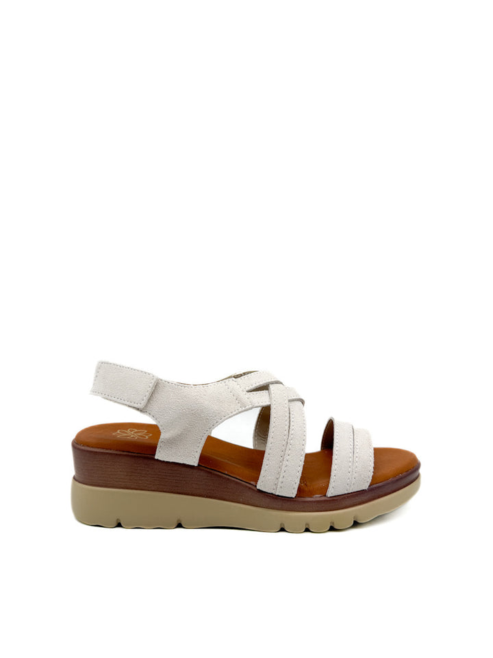 Sandalias Cuña de Piel Cierre Con Velcro
