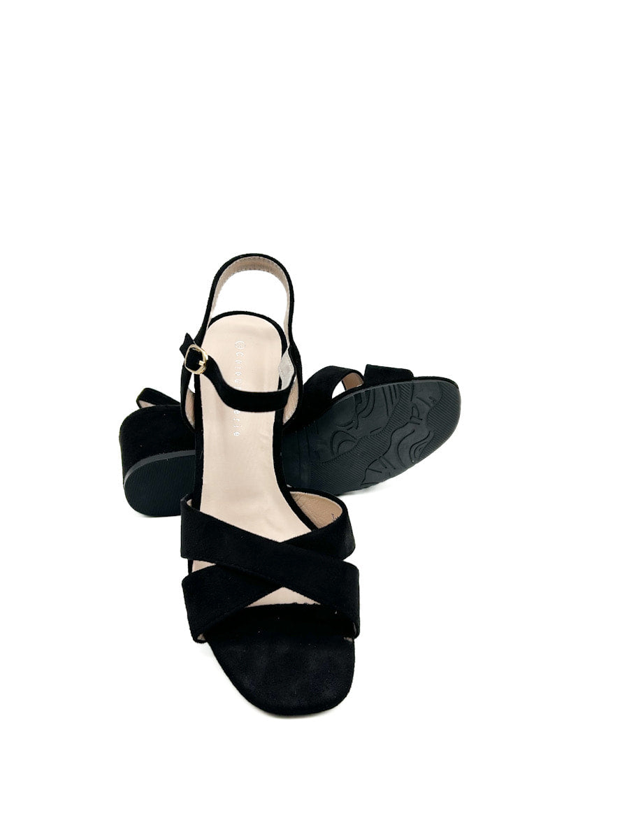 Sandalias de tacón medio con tiras cruzadas para mujer