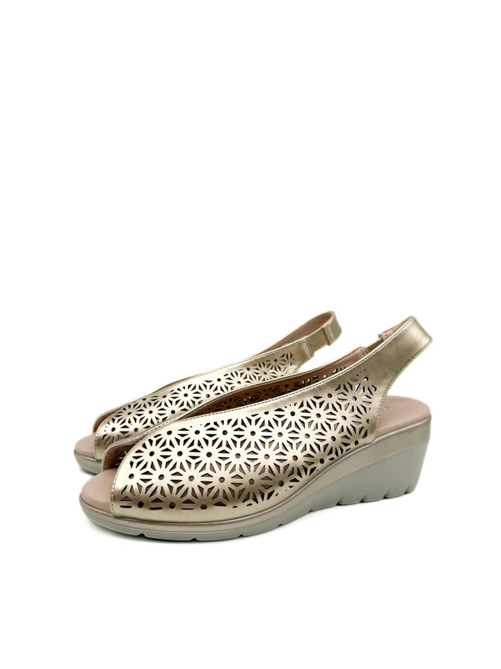 Sandalias Cuña Media Caladas Mujer