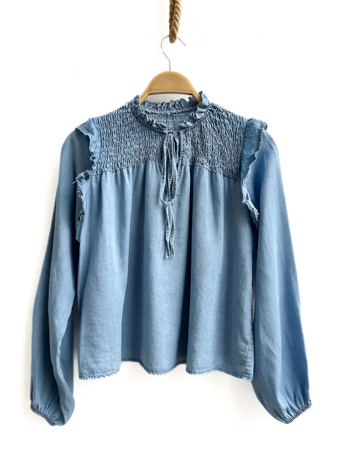 Blusa Nido de Abeja Azul Único