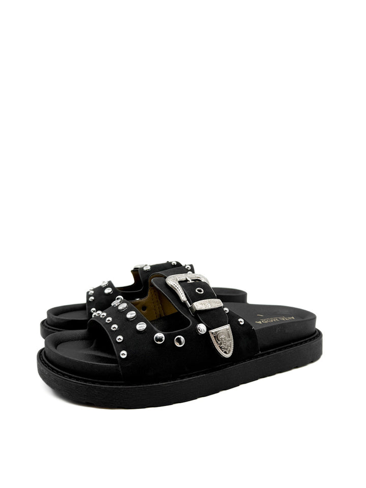 Sandalia Negra con Tacha para Mujer