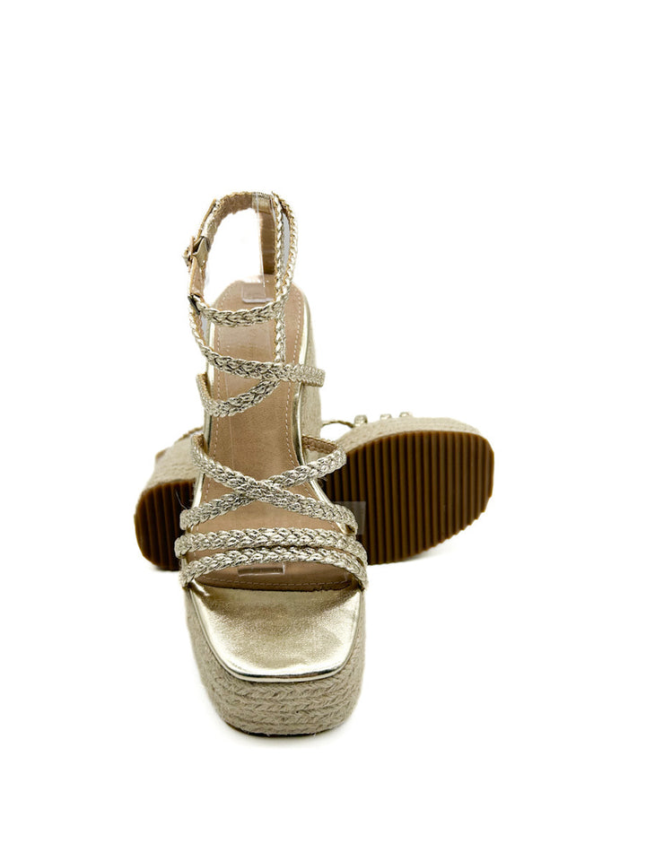 Sandalias de cuña con plataforma  tiras trenzado
