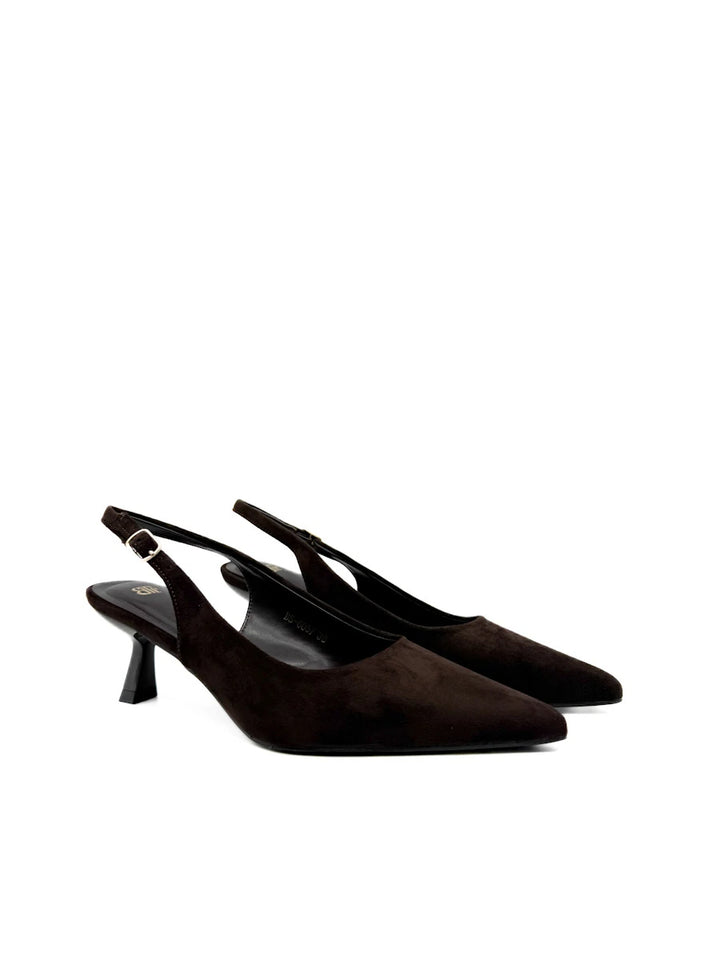 Zapatos Salón Destalonados de Antelina con Tacón Sensato y Puntera Fina