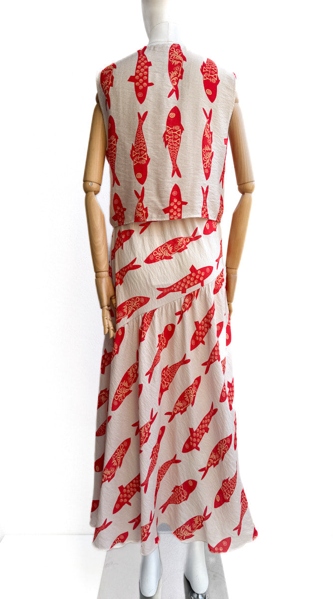 Conjunto peces beige y Rojo