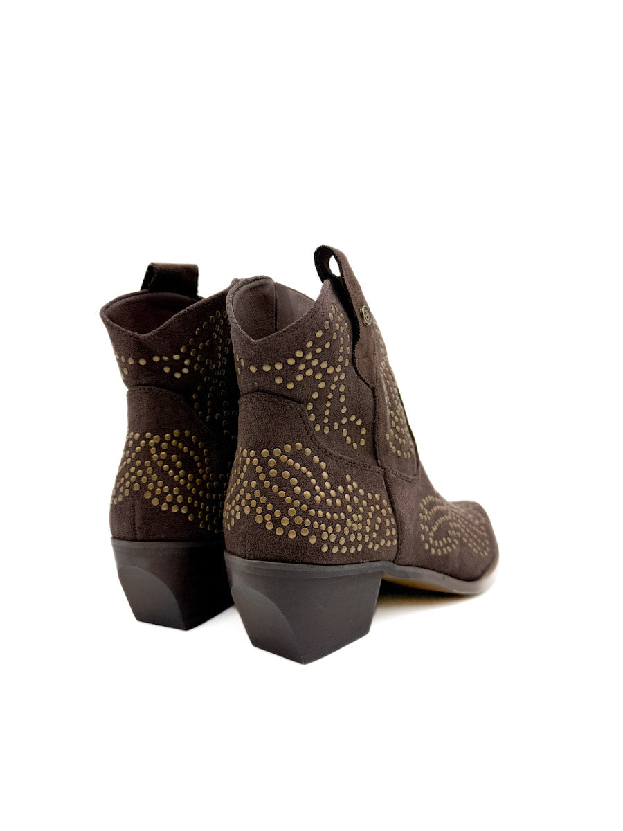 Botín cowboy de Antelina con Remaches Dorados y Tacón Cuadrado