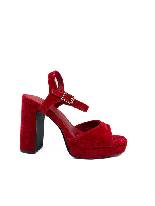 Sandalias Terciopelo con Plataforma A3426 Rojo