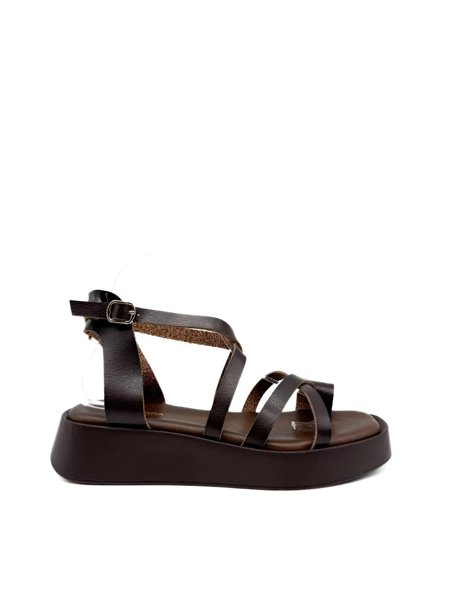 Sandalias flatform marrón chocolate de tiras