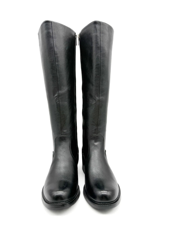 Botas Altas de Caña Elástica con Tacón Bajo y Cremallera
