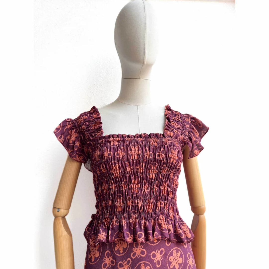 Conjunto Bohemio Violeta con Estampado Floral