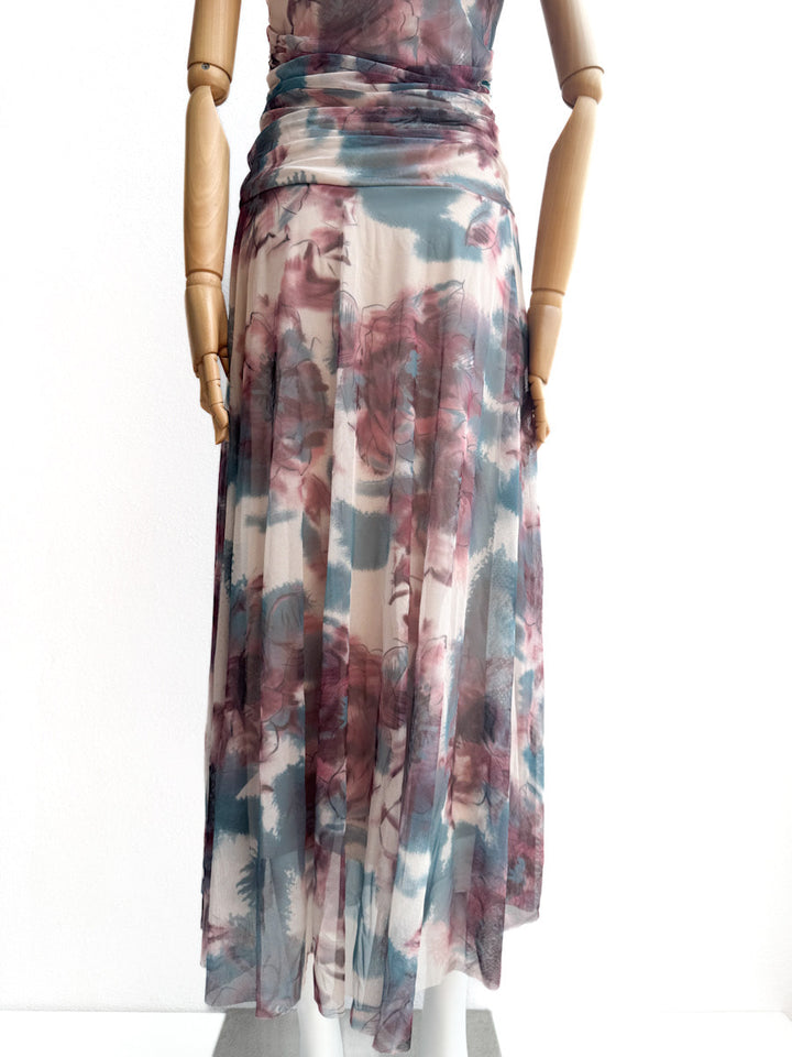 Vestido Largo Estampado Acuarela – Elegancia Atemporal