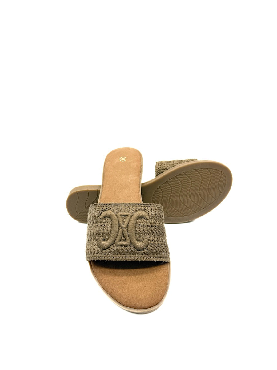Sandalias de Pala  con Textura Trenzada Bordado