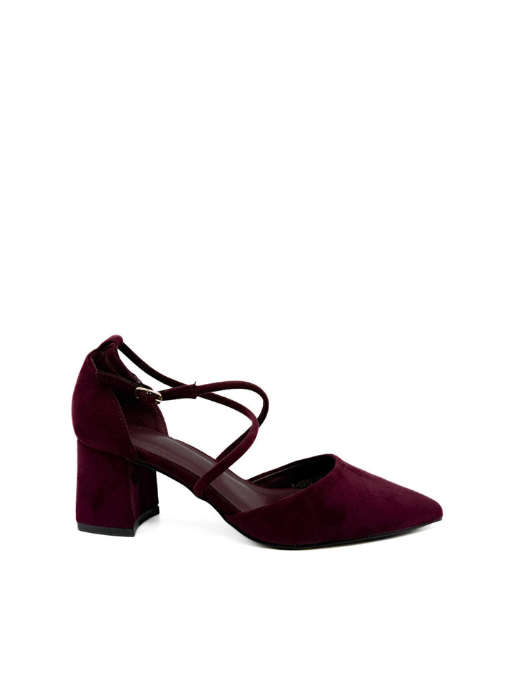 Zapatos de Salón de Tacón Ancho con Tiras Cruzadas 